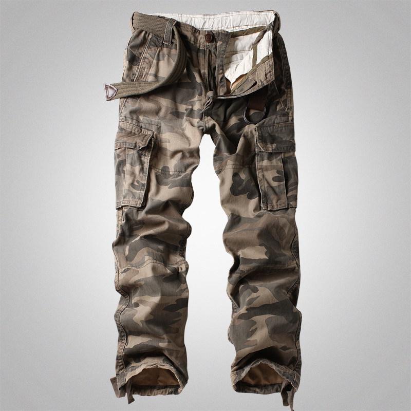 Herren Schwerlast Camouflage Cargohose - Lockerer Schnitt, Mehrere Taschen, Trendig, Lässig, Übergröße 3XL camouflage/khaki