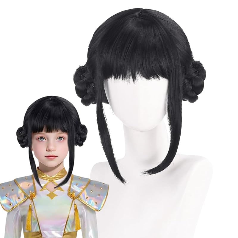 Anime Kostüm Cosplay Perücke, Lila Zopfperücken für Frauen Männer, Popstar Haar Halloween Cosplay Requisiten schwarz
