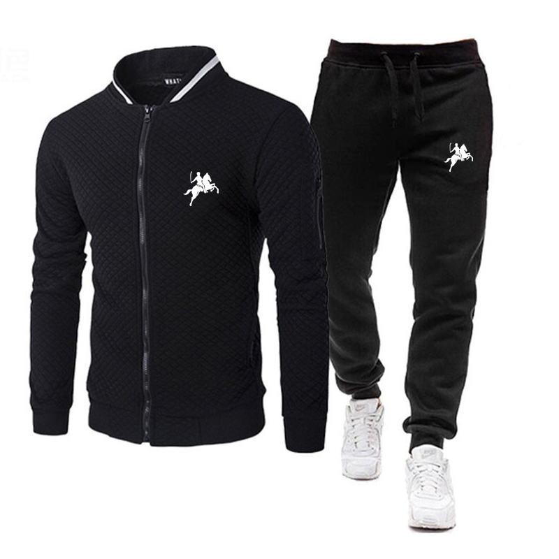 2025 Marke Trainingsanzug Männer Reißverschlussjacke Golf Fitness Gym Trainingsanzüge Baumwolle Herren Outfits Sportanzug 2-teiliges Set Jogging-Trainingsanzug M