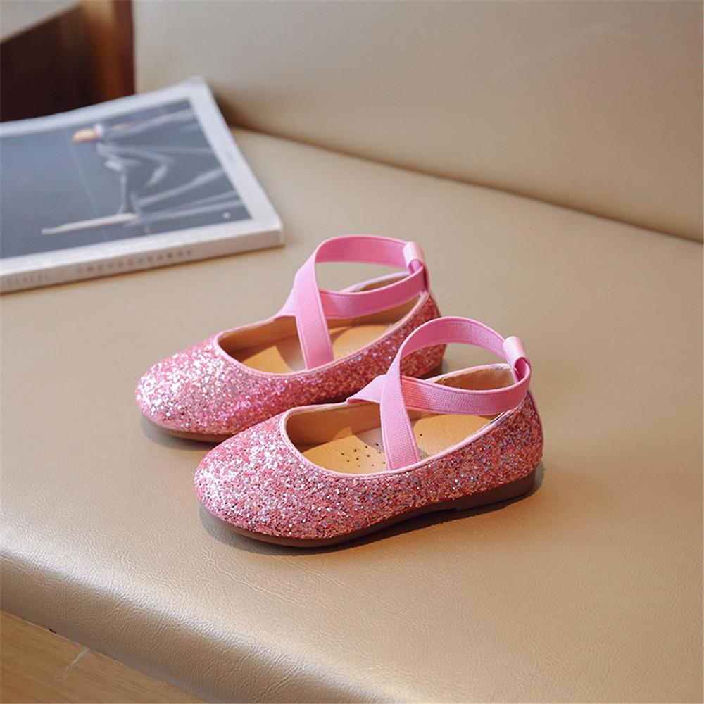 Frühling Herbst Mädchen Schuhe Koreanische Version Kleines Mädchen Prinzessin Schuhe Studenten Tanzschuhe Kristall Mode Bean Schuhe 26 rosa