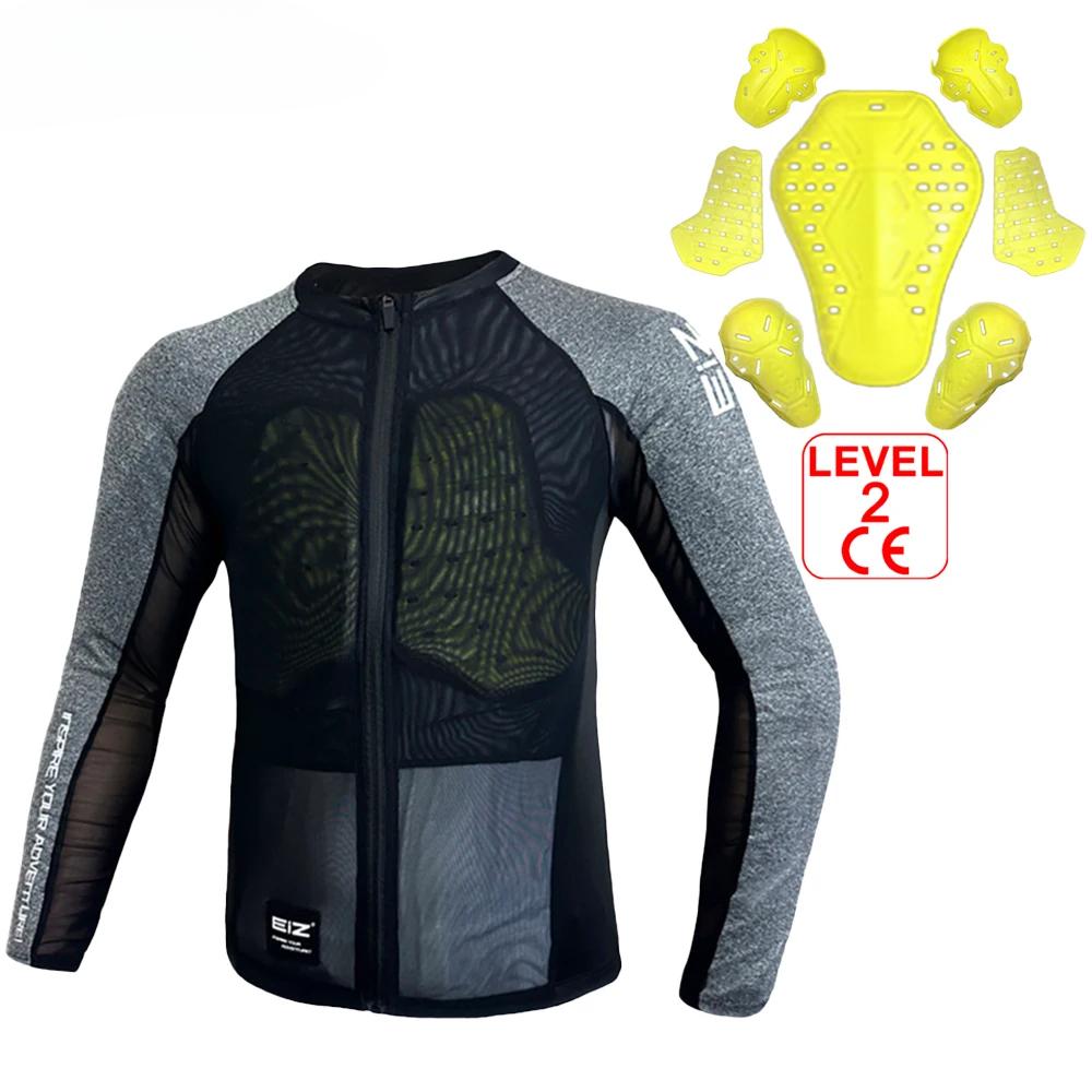 Herren Motorradjacke Sommer Atmungsaktive Motocross-Körperpanzerung Elastische Fahrer-Rennjacke Kleidung CE-zertifizierte Schutzausrüstung 2XL-3XL grau