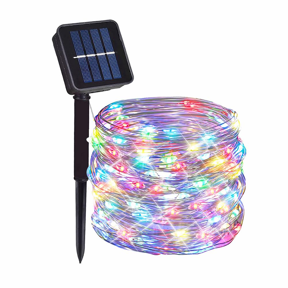 Solar Lichterketten Led 7m/12m/32m LED Wasserdichte Outdoor Girlande Solar Lampe Fee Weihnachten für Rasen Terrasse Garten Party Hof Dekoration 7M 50Led kühle weiße