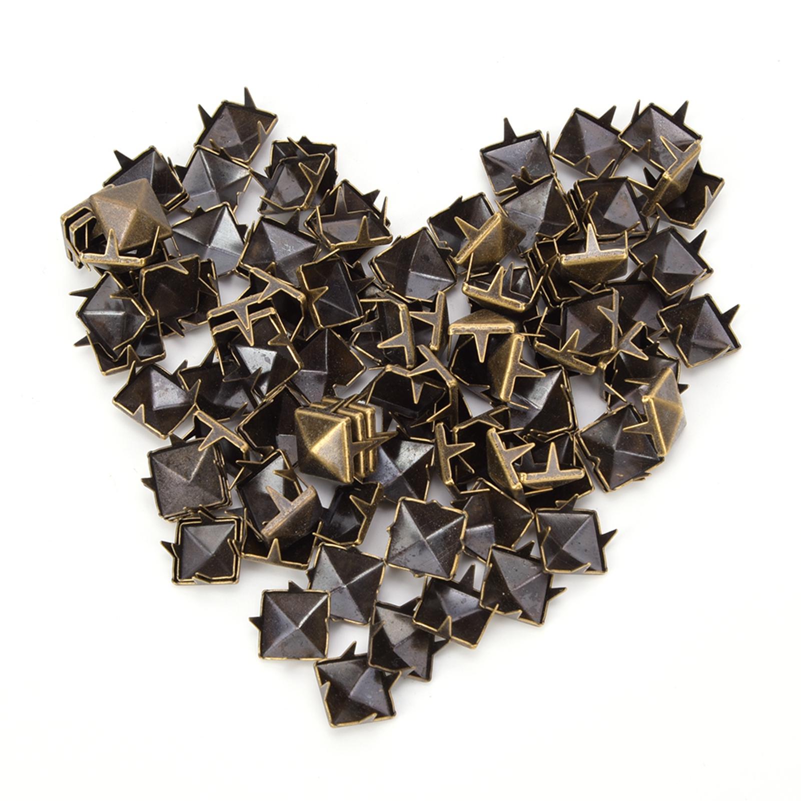 100 STÜCK 9MM Messing Kupfer Quadratnieten Bekleidung Schuhe Tasche Zubehör für Lederdekoration Bronze antik bronze