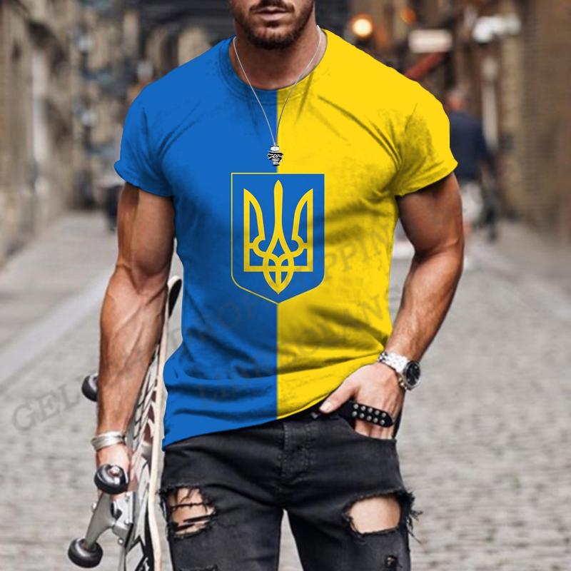 T-Shirt mit 3D-Aufdruck „Ukraine-Flagge“ für Herren und Damen, modische T-Shirts, Oberteile für Kinder, Hip-Hop-Oberteile, T-Shirts für den Sommer, Herren-T-Shirt, übergroße Oberteile, Unisex L