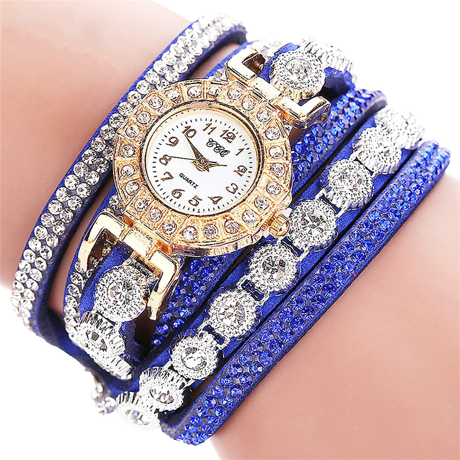 Neuer Stil – kleine Uhr mit Diamant, runde Armbanduhr, Studentenmode, lässige Damen-Armbanduhr One Size blau
