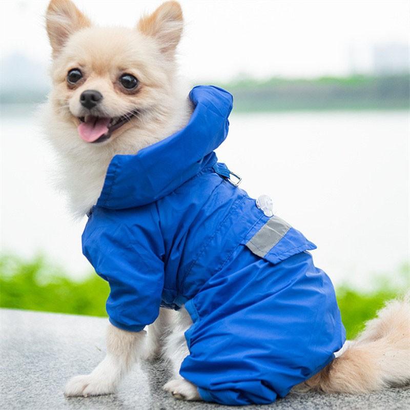 Hunde-Regenmantel, wasserdicht, reflektierend, Regenmantel, weich, atmungsaktiv, einteiliger Anzug für vier Jahreszeiten, Haustier-Welpen-Regenbekleidung S blau
