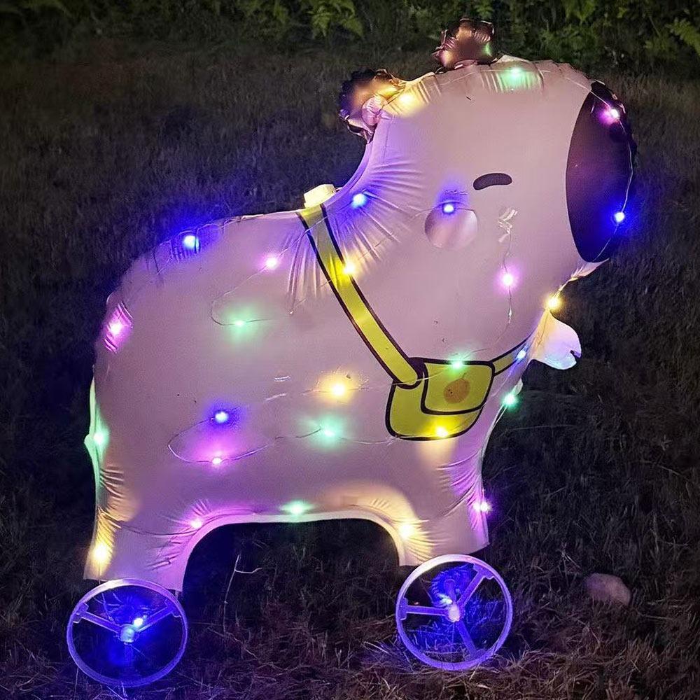 Mit Rädern Cartoon Tier Ballon Mit Licht 3D Ballon Tier Stofftier Kindergeschenk Pink Capybara