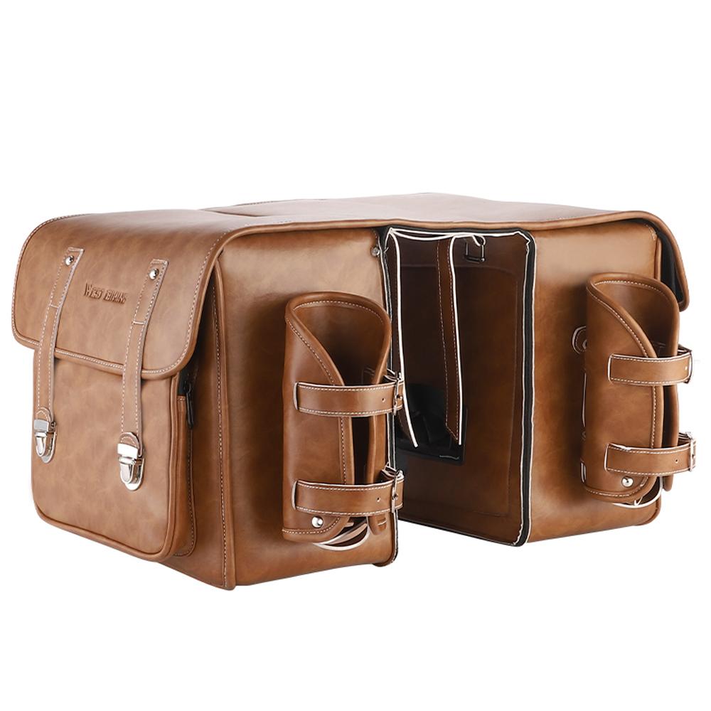 Retro-Leder-Fahrrad-Rücksitztasche, große Kapazität, Fahrrad-Hecktasche, universelle Fahrradträger-Sitztaschen braun