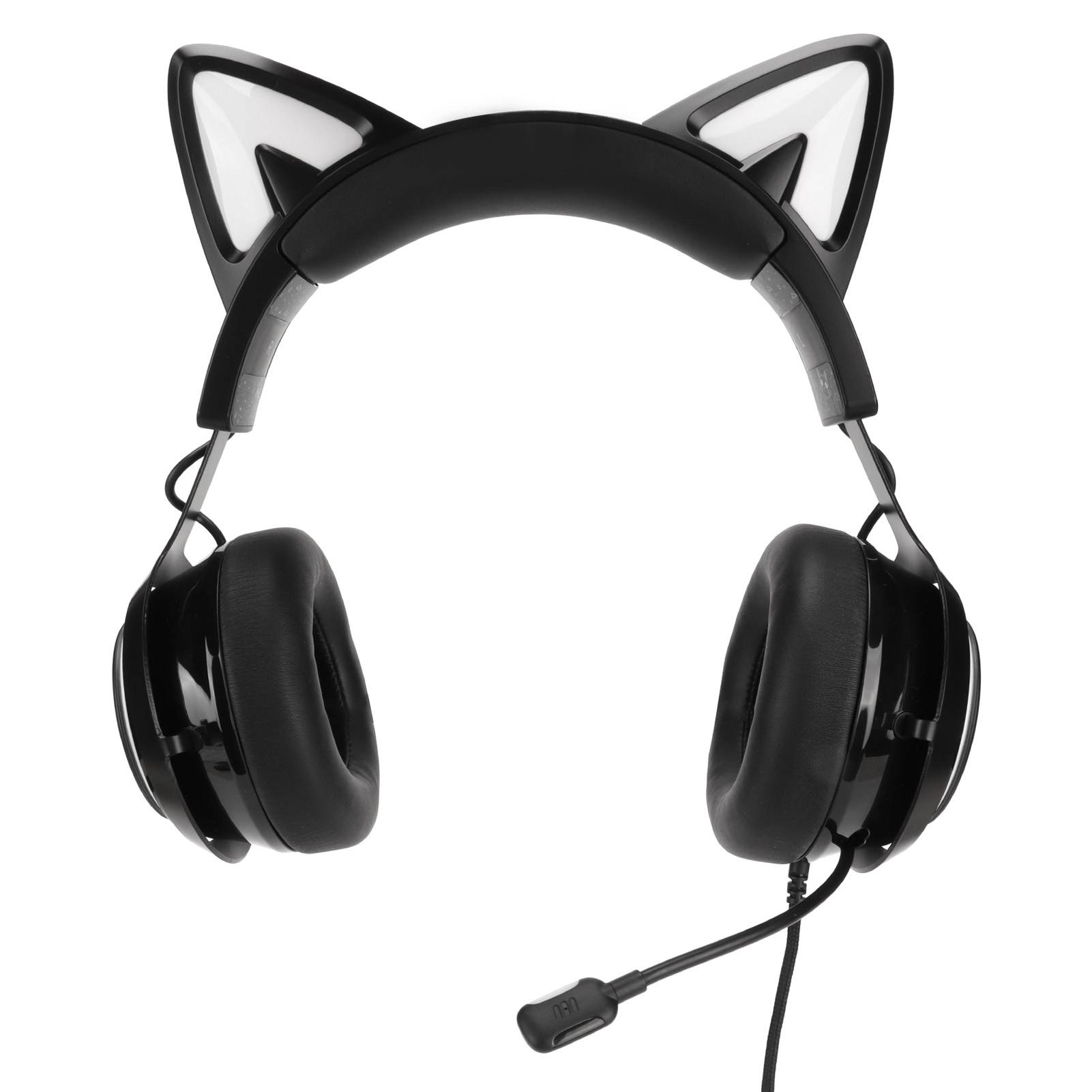 Gaming-Headset mit Mikrofon Hohe Empfindlichkeit USB-Kabelgebundenes Headset Katzenohren Stirnband Design