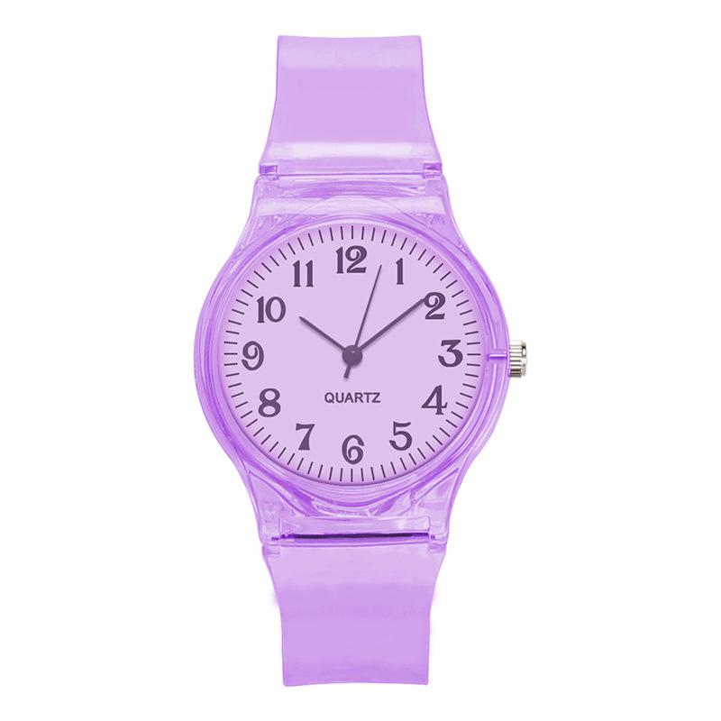 Good Jelly Bunte Silikonuhren Lässige Umweltfreundliche Uhr Mädchen Frauen Transparente Digitale Armbanduhr Quarzuhr Schöne Süßigkeiten violett