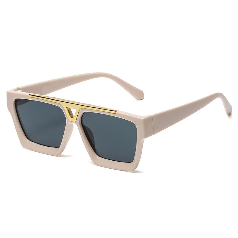 2024 Neuankömmling Retro Sonnenbrille Damen Herren Vintage Quadratischer Rahmen Sonnenbrillen Hohe Qualität Gläser Schutzbrillen Shades für Weiblich Männlich MULTI beige