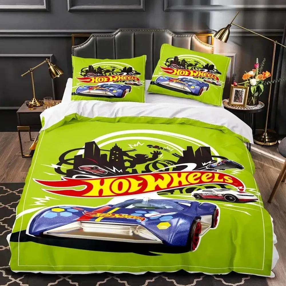 Süße Hot Wheels Cartoon Bettwäsche-Sets Exquisites Bettwaren-Set Bettbezug Bettdecke Set Bettwäsche-Set Luxuriöses Geburtstagsgeschenk AU Single(140x210cm)