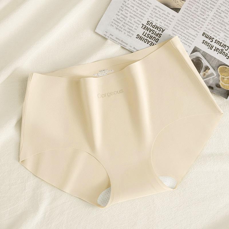 Höschen Damenunterwäsche Antibakterielle hautfreundliche Eisseide Große Größe Hochelastische Dreieckshöschen aus Nylon mit mittlerer Taille M weiß