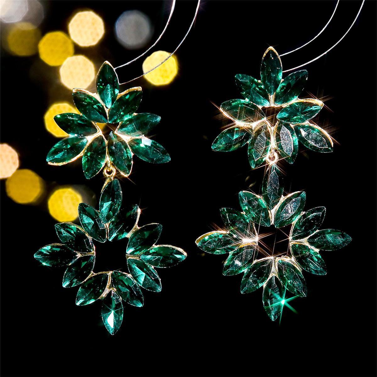 Modische Schneeflocken-Blumen, funkelnde Kristall-Ohrringe, personalisierte, übertriebene Ballett-Ohrringe, Damen-Ohrringe, 1 Paar