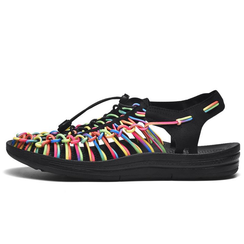 Sommer männer Casual Strand Schuhe Gestrickte Sandalen Paar Sandalen Römische Sandalen Outdoor Hohl-out Große Größe Wanderschuhe 45 bunt