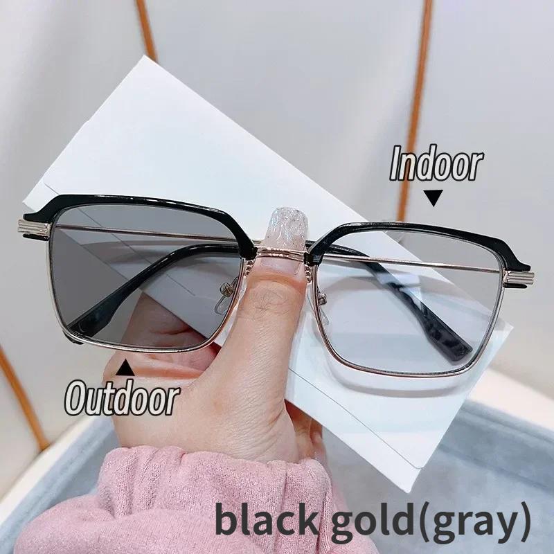 Augenbrauenspiegel Neue Sonnenbrille Herren Retro Mode Photochrome Lesebrille Trendy Casual Presbyopie Brille Bis +4,0 0 schwarz