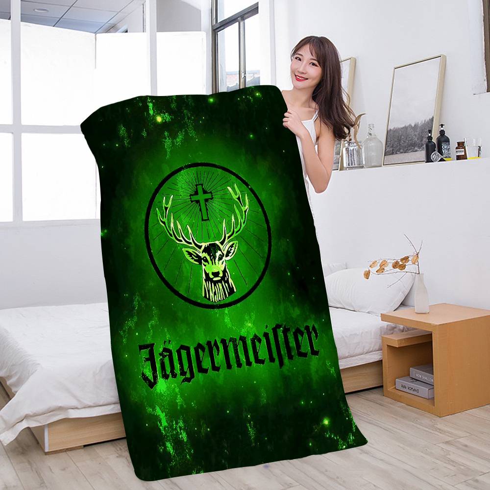 Klassisches Jagermeister Blechschild Bar Pub Mikrofaserdecke Schnell trocknende Strandtücher Übergroße Super saugfähige Pooltuchdecke W100*H200(CM)