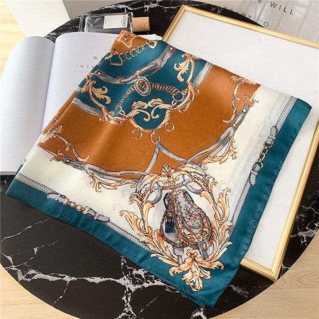 Drucken Platz Silk Schal Frauen Mode Satin Bandana Dame Schal Und Wrap Stirnband Tasche Schals Haar Band Halstuch Weibliche hijab