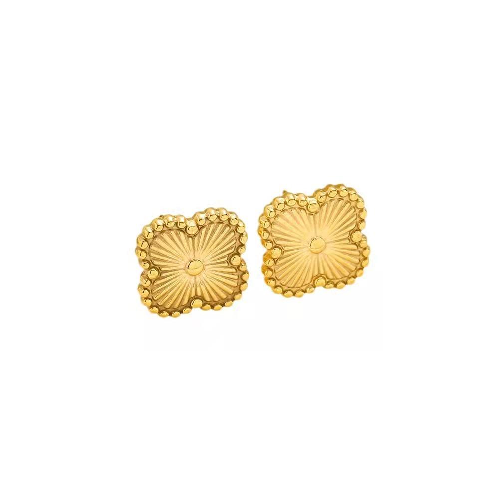 Hochwertige vierblättrige Kleeblatt-Ohrringe Leichter Luxus Mode Persönlichkeits-Ohrringe 18K Verliert keine Farbe Ohrringe 18K gold