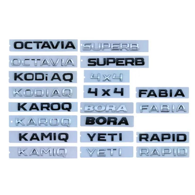 4X4 FABIA KAMIQ KAROQ KODIAQ OCTAVIA RAPID SUPERB YETI skoda Buchstabenlogo Autoaufkleber für Skoda Serie Umbau Kofferraumzubehör big SKODA silber