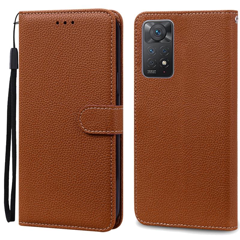Note 11 Hülle für Xiaomi Redmi Note 11 11S Hülle Leder Brieftasche Flip Case für Redmi Note 11 Pro Handyhüllen Note 11S Cover Fundas Note 11 Pro 4G 5G braun