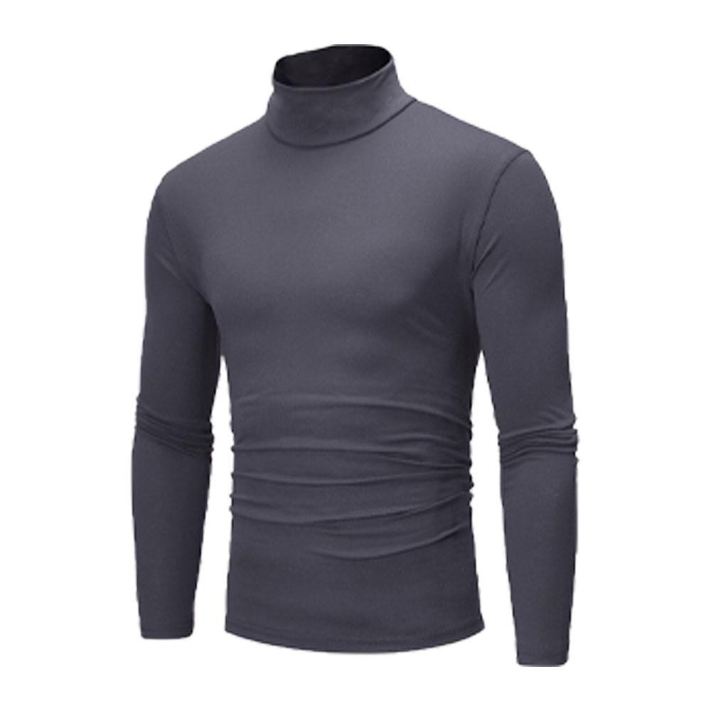 Herbst Winter Herren T-Shirt mit Stehkragen Slim Fit Hochelastisch Langarm Herrenbekleidung Lässiges atmungsaktives Pullover-Unterhemd S dunkelgrau
