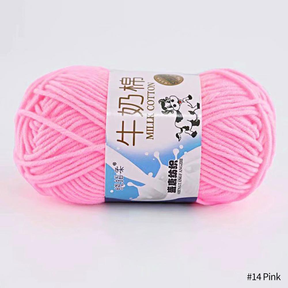 FEIJIEAST 50 g/Rolle Milch-Baumwollgarn, 5-lagig, Handstrickgarn, weich, warm, DIY-Baumwollfäden, Babywolle zum Handstricken, Häkelgarn rose rosa