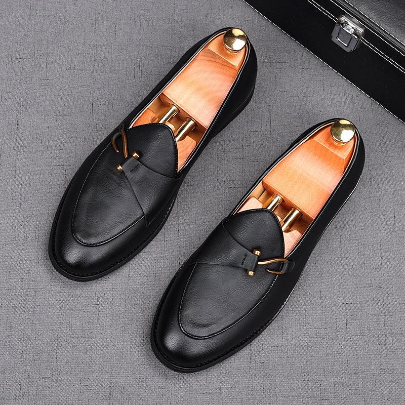 Mode Mode Herren Schwarz Braun Monk Strap Lackleder Oxford Flats Freizeitschuhe Männlich Homecoming Hochzeitskleid Zapatillas Hombre 38