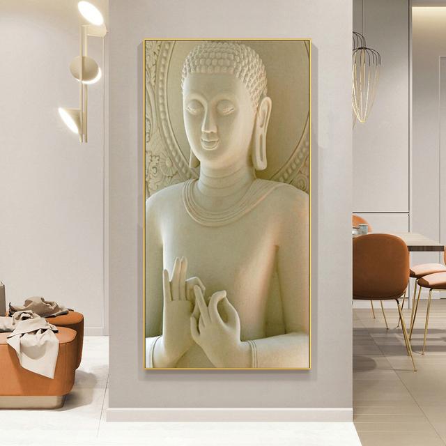 Moderne Statue ZEN Leinwand Malerei Stein Poster und Drucke auf Leinwand Wand Kunst abstrakte Buddha Bilder für Wohnzimmer Dekor 60cm×170cm NoFrame
