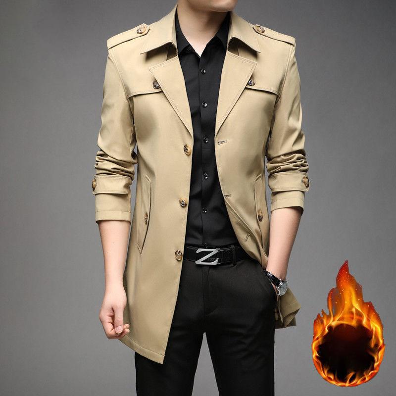 Herbst Männer Lange Trenchcoats Mode Britischen Stil Trenchcoats Herren Casual Oberbekleidung Punk Jacken Windjacke Marke Kleidung 4XL XL dunkle khaki