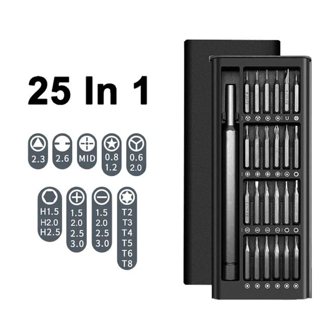 Magnetisches Schraubendreher-Set mit zerlegbaren Bits – Präzisions-DIY-Reparaturwerkzeuge für Telefone, Computer und kleine Elektronikgeräte 25 in 1 set