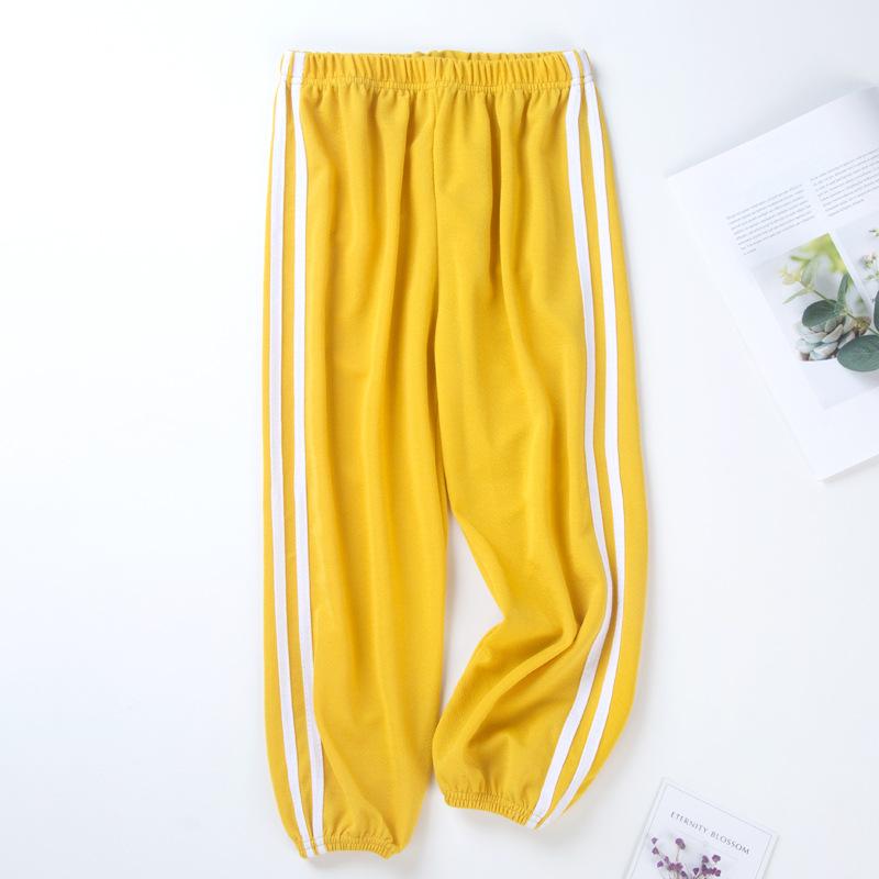 Kinder Sommer Jogger Hosen Mode Gestreifte Sport Hosen Jungen Mädchen Casual Hosen 150 gelb