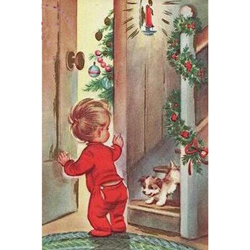 Diamant-Malerei, kleiner Junge mit Welpen, Mosaik, Diamant-Stickerei, Neujahrs-Dekoration, Geschenke, Diamant 20X30CM