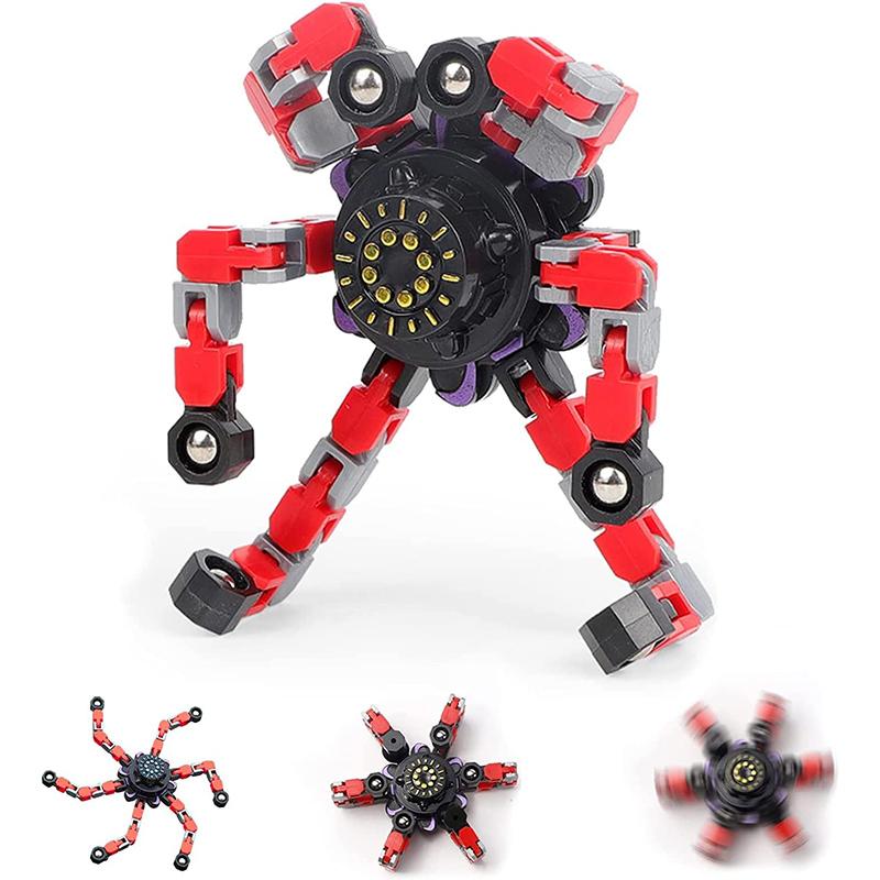 Fingertip Gyro Spielzeug Kette Roboter Spielzeug DIY Verformungsroboter Verformter Mechanischer Spiral-Twister Fingertip Dekompression Fingertip Kinder Erwachsene Ostern rot
