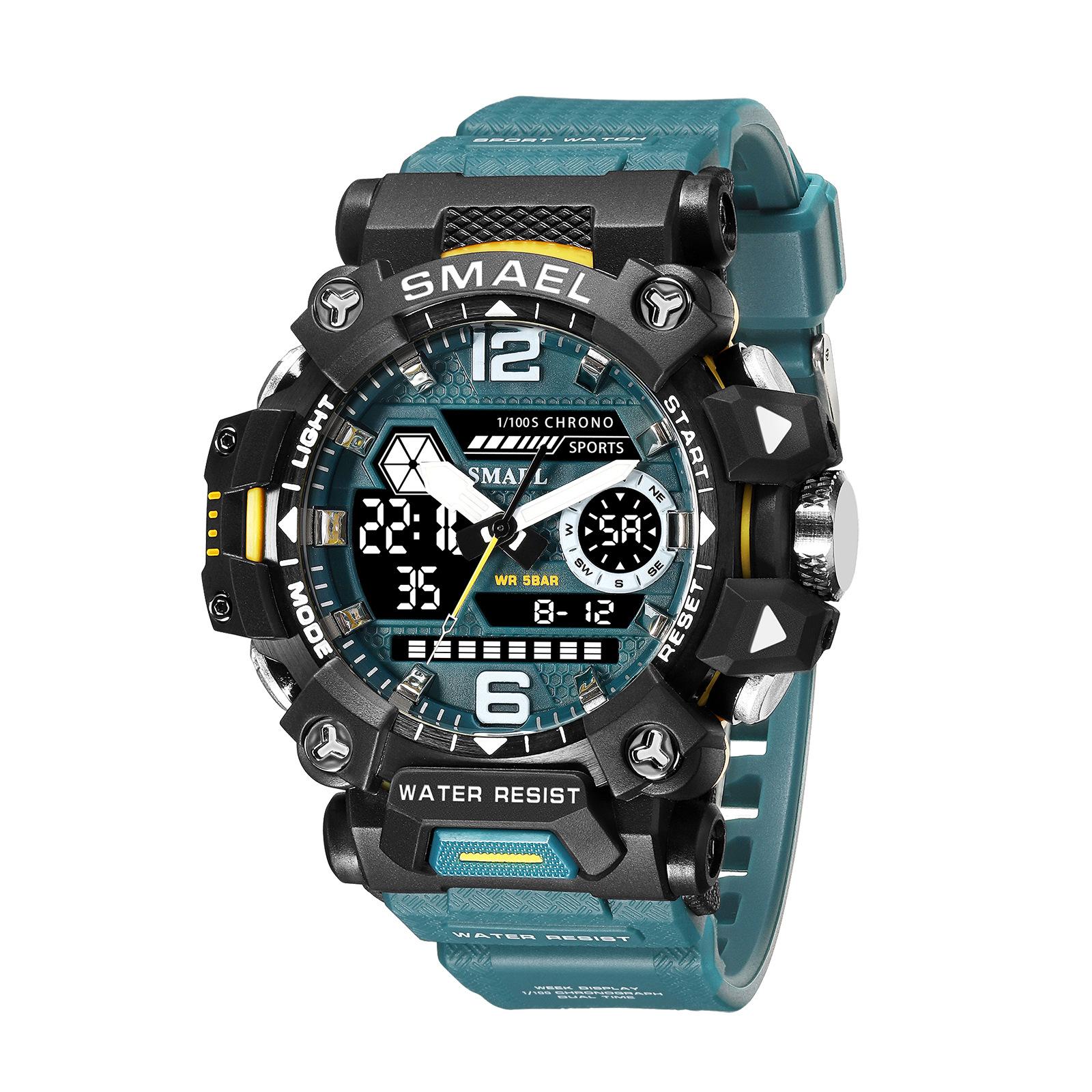 SMAEL Herren-Militäruhr, Outdoor-LED-Digitaluhr, 50 m wasserdicht, taktische Armee-Armbanduhr, Sportuhren für Männer, Sport-Armbanduhr 8072 NO Package grün