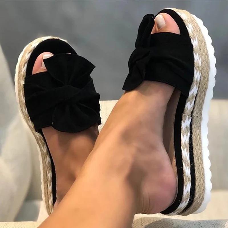 Damen Sandalen mit Keilabsatz, Schuhe für Damen, Plateau-Slipper mit Blumenmuster, Sommer, neue Damen-Sandalen, elegante Sommerschuhe 36