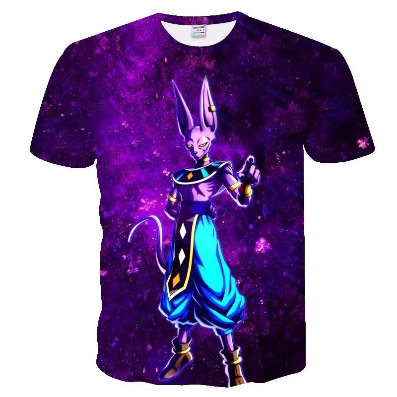 3D Anime Beerus Bedrucktes Herrenmode-Kurzarm-T-Shirt Drachen-T-Shirt (S-5XL) M