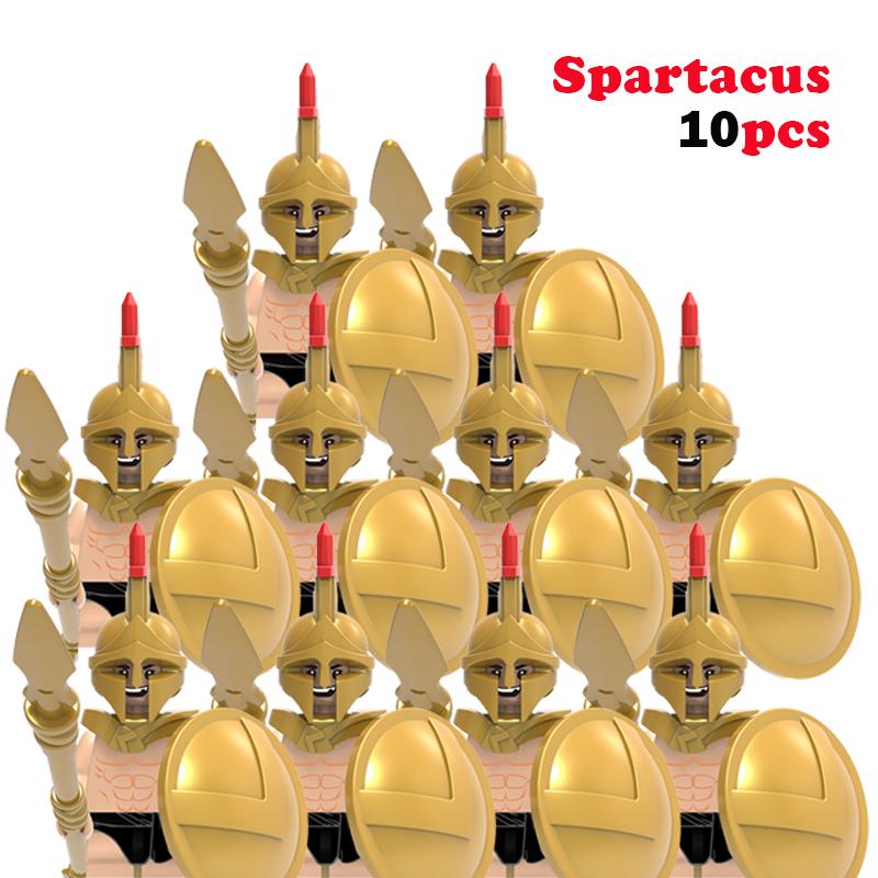 10 Stück MOC Mittelalterliche Burg Ritter Römische Soldaten Bausteine Militär Altes Ägypten Mumienfiguren Krieger Wache Waffen Stein