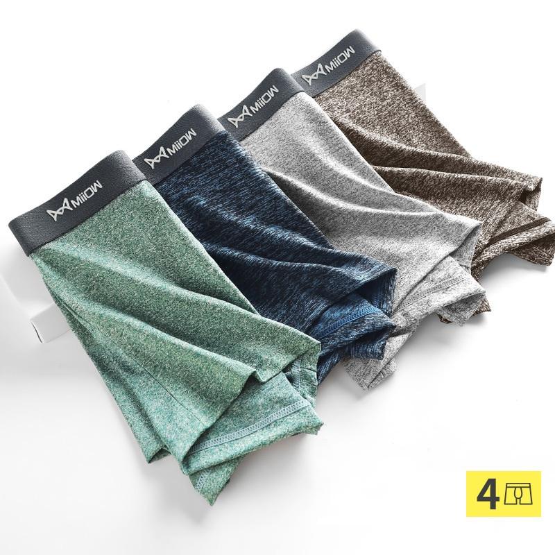 MiiOW 4 Stück antibakterielle Herren-Unterwäsche, Boxershorts, atmungsaktiv, männliche Höschen, Boxershorts, bunte Unterhosen, Dessous, L-3XL XL