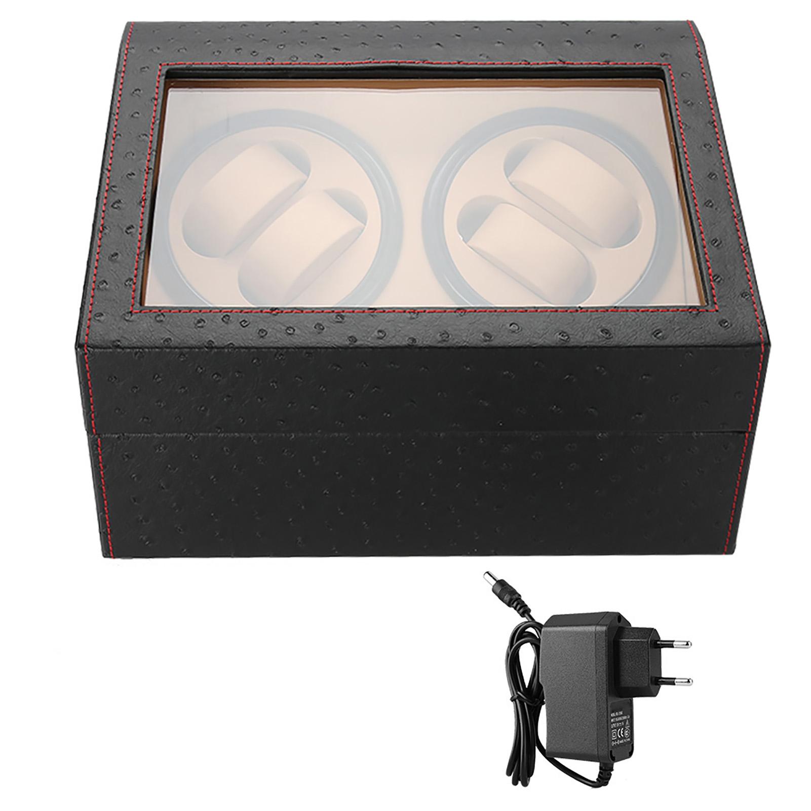 Mechanischer Uhrenbeweger für 4 Automatikuhren 6 Armbanduhren Aufbewahrungs-Displaybox weiß