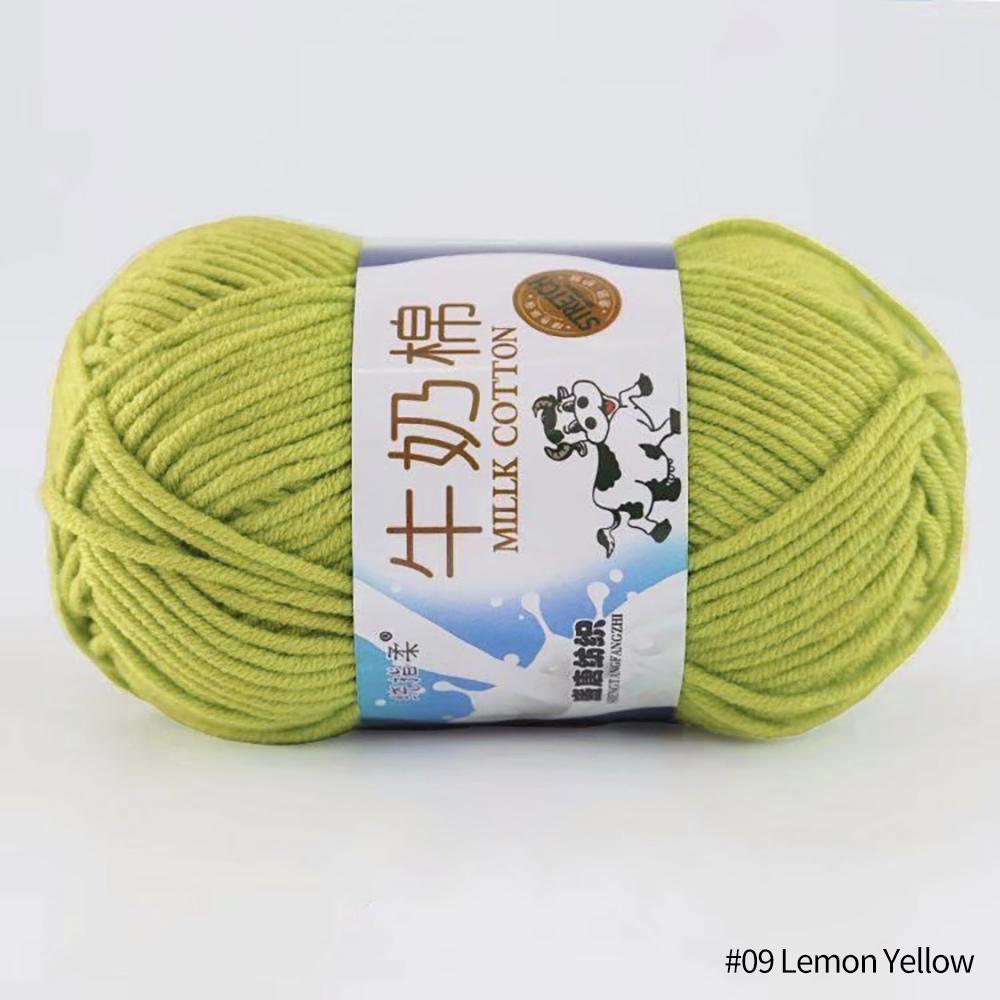 FEIJIEAST 50 g/Rolle Milch-Baumwollgarn, 5-lagig, Handstrickgarn, weich, warm, DIY-Baumwollfäden, Babywolle zum Handstricken, Häkelgarn zitronengelbe