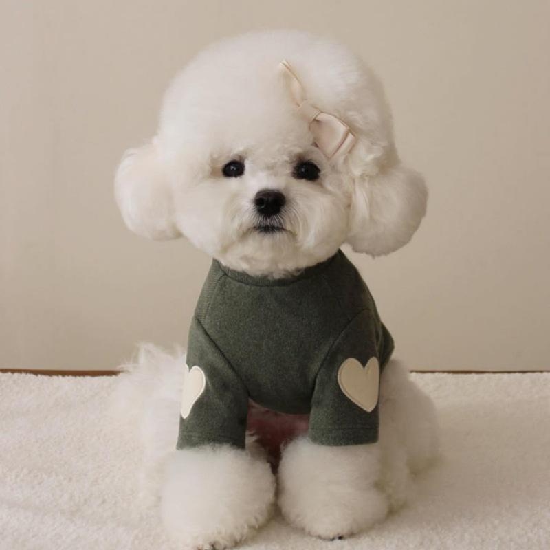 Love Winter Warme Haustier Hundekleidung Basisshirt Niedlicher Love Bear Teddy Yorkshire Hoodie Katze Haustier Warme Kleidung Designer Welpenkleidung S dunkelgrüne