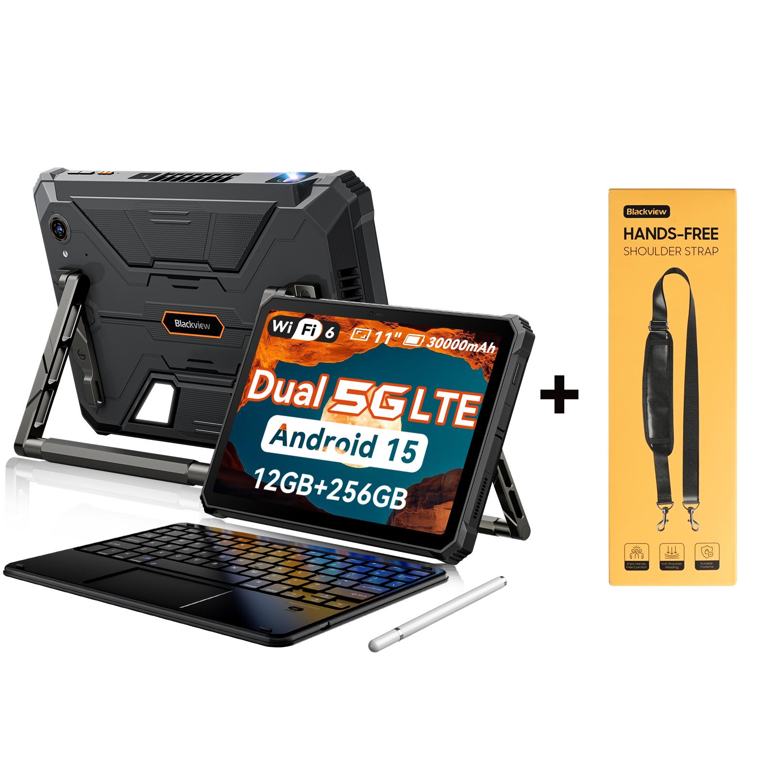 Blackview Active 12 Pro Rugged Tablets Android 15 11 Zoll 12GB 256GB/16GB 1TB Tablet PC 30000mAh 90Hz with keyboard+1*strap schwarz