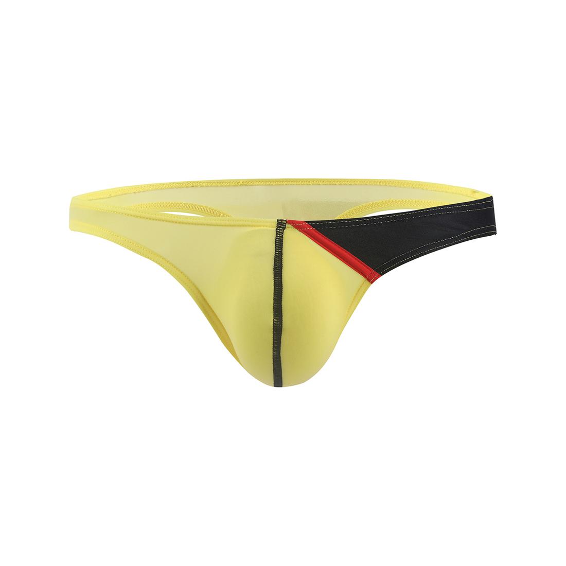 Männer Sexy Low-rise Briefs Unterwäsche Ausbuchtung Beutel Kurze Shorts Unterhosen Unterwäsche U Hervorragende Dünne Eis Tanga L gelb
