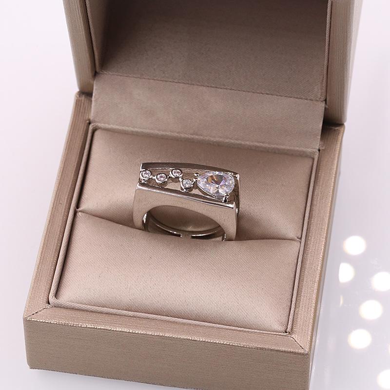 Einzigartiger Geometrischer Damen-Herren-Ring Weißer Wassertropfen Kristall Zirkonia Ehering Verlobungsringe für Frauen/Männer 10