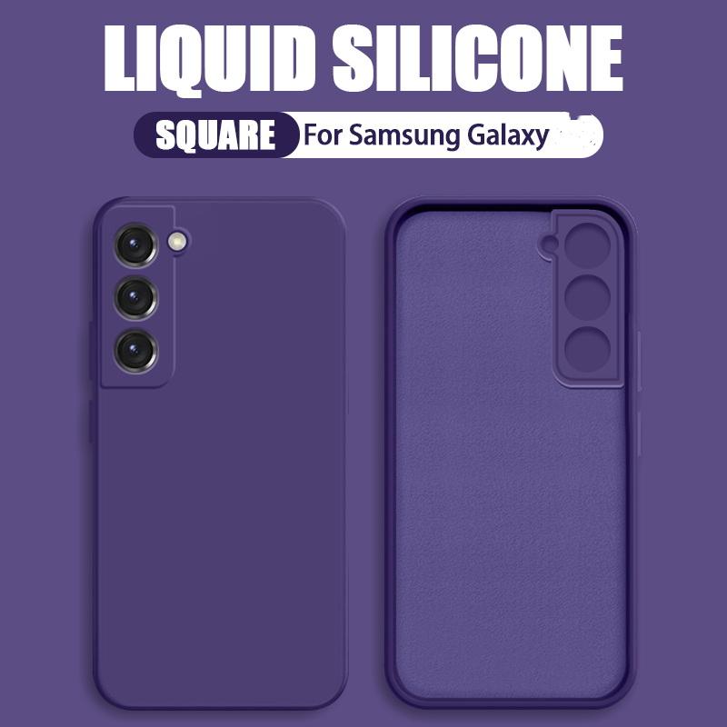 Bonbonfarbene Flüssigsilikon-Handyhülle für Samsung S25 S24 FE S23 Ultra S22 Plus S21 A56 A16 A55 A36 A06 A35 A15 A53 5G A17 A37 A57 S26 Samsung S23 Plus dunkelviolette