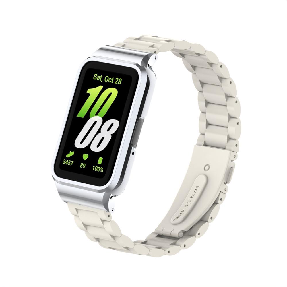 Armband + Hülle für Samsung Galaxy Fit 3 SmartWatch Zubehör für Samsung Galaxy Fit 3 Metallarmband Schutzhülle Abdeckung Rahmen For Samsung Galaxy Fit 3 weiß