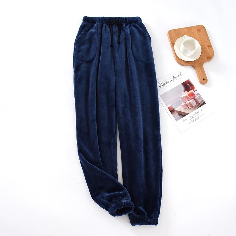 Neue Herren-Heimhosen im japanischen Stil, dicke Flanell-warme Hosen, Herbst und Winter, große Korallen-Fleece-Hosen, Pyjama-Hosen XXXL dunkelblau