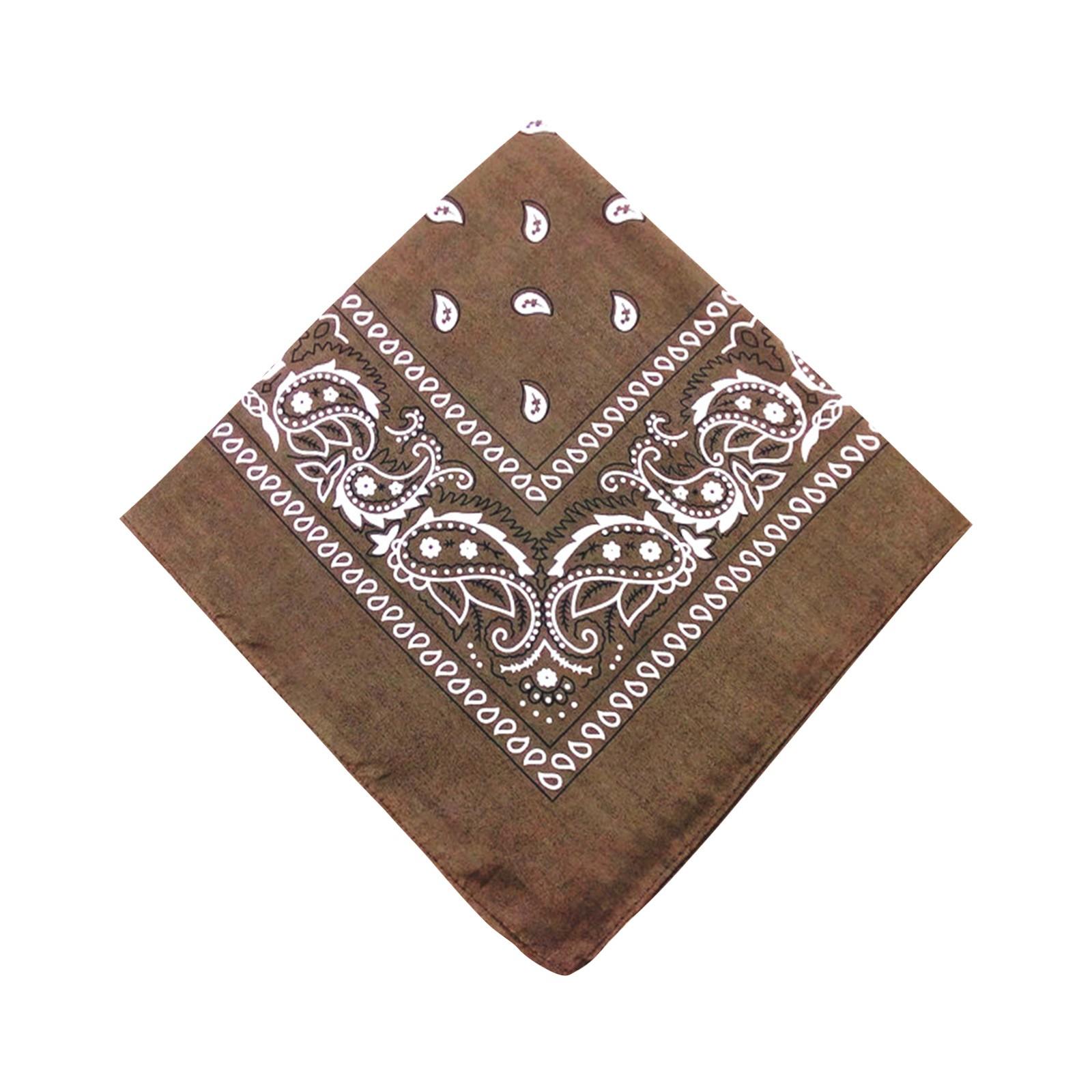 Baumwolle New Tie-Dyed Kopftuch Paisley Scroll Bandana Tie-Dyed Square One Size kaffeebraun
