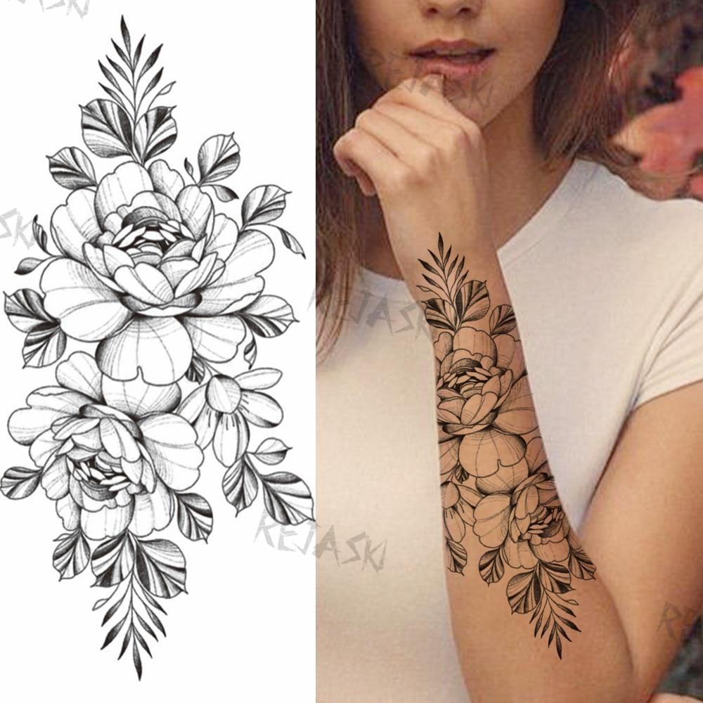 Lila Rose Schmuck Wasser Transfer Tattoo Aufkleber Frauen Körper Brust Kunst Temporäre Tattoo Mädchen Taille Armband Flash Tatoos Blume
